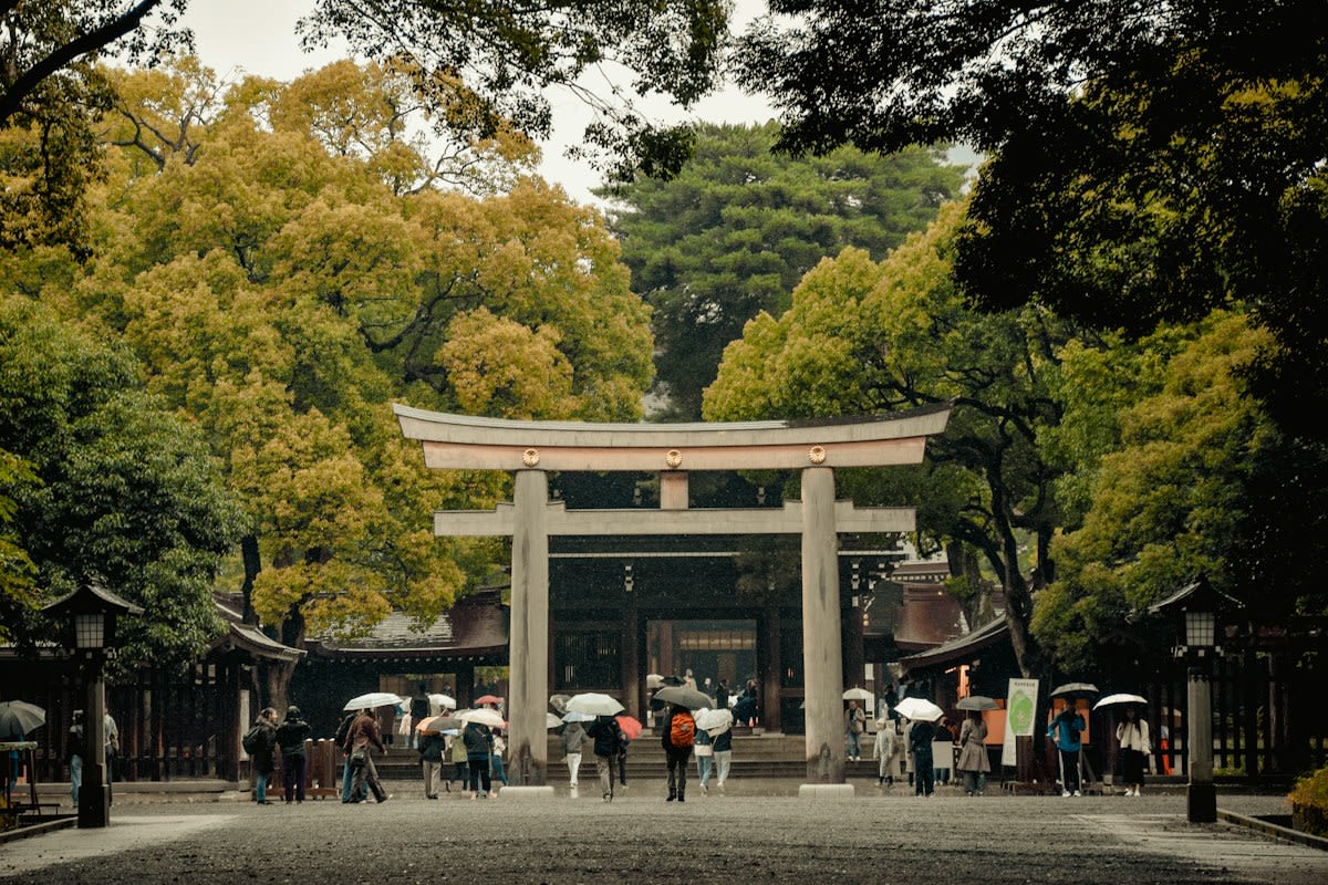 Quiet Japanese shrine in city