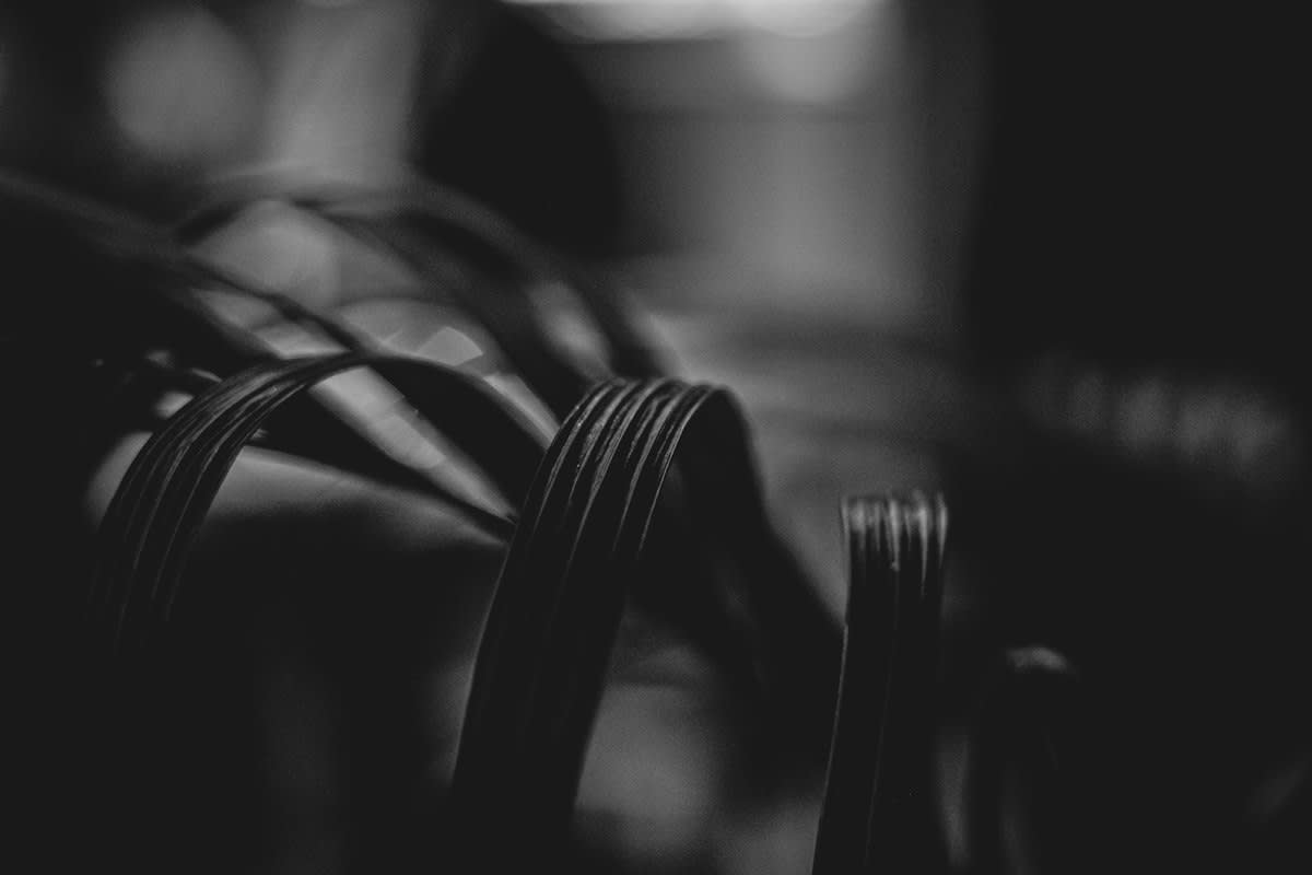 close up of server cables in a dark room