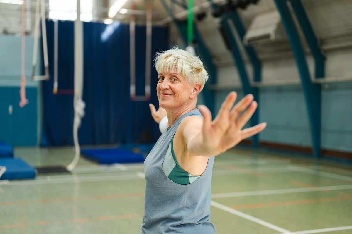 Older athlete training in a gym
