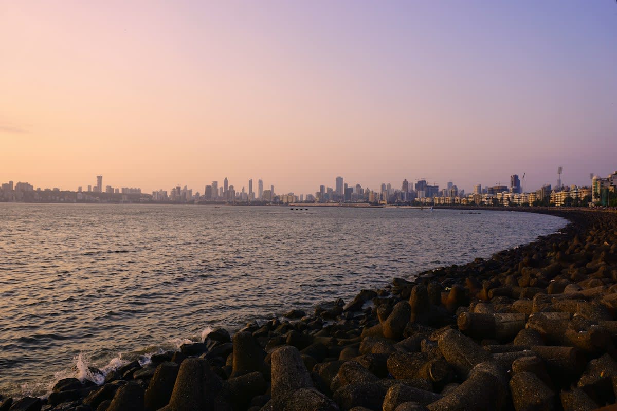 Industrial skyline of Mumbai with concrete structures