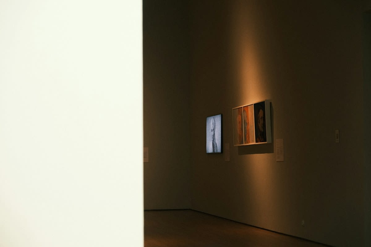 Minimalist art gallery interior