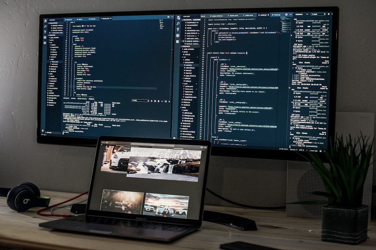 A professional portfolio on a screen