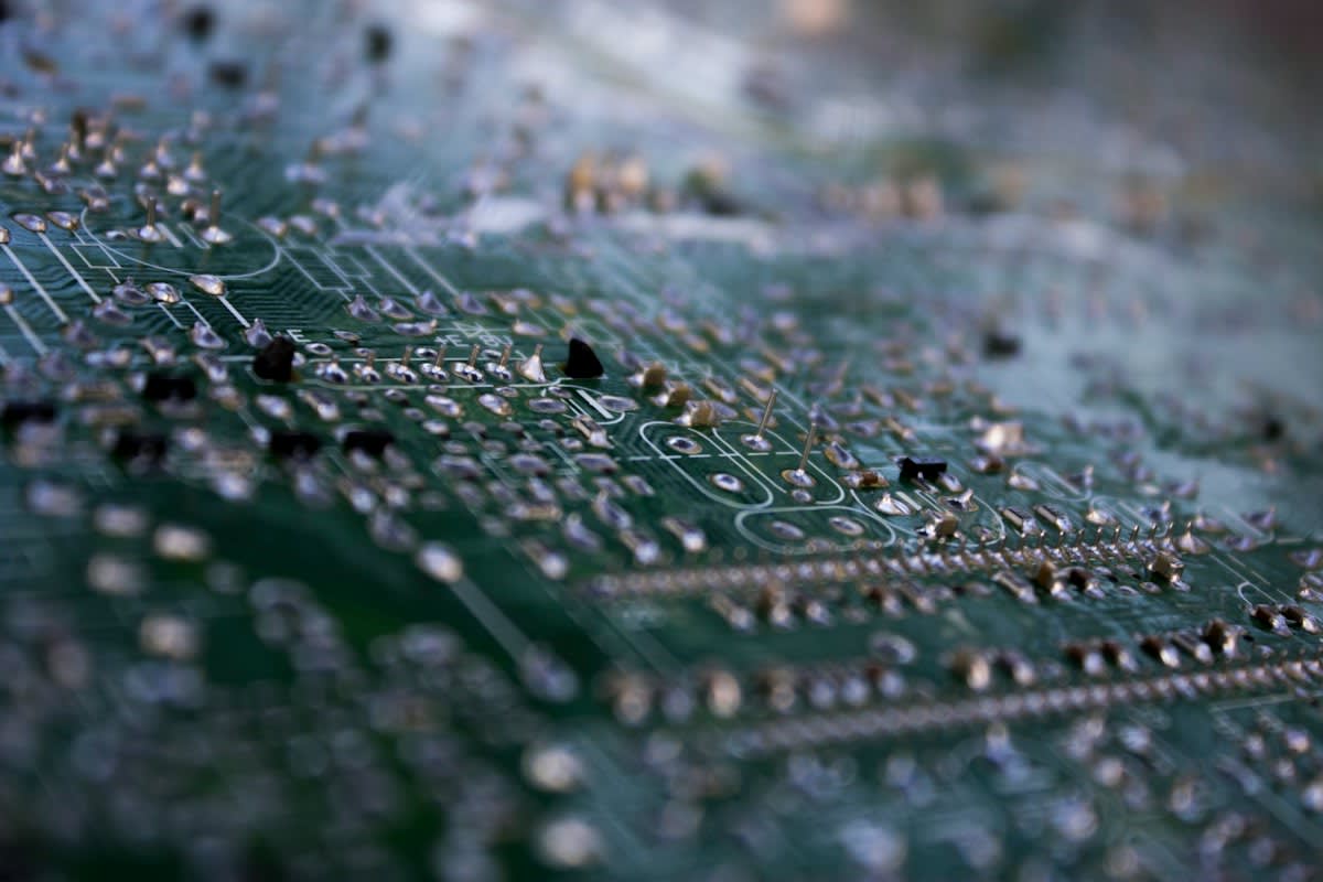 close up of old circuit boards with dust