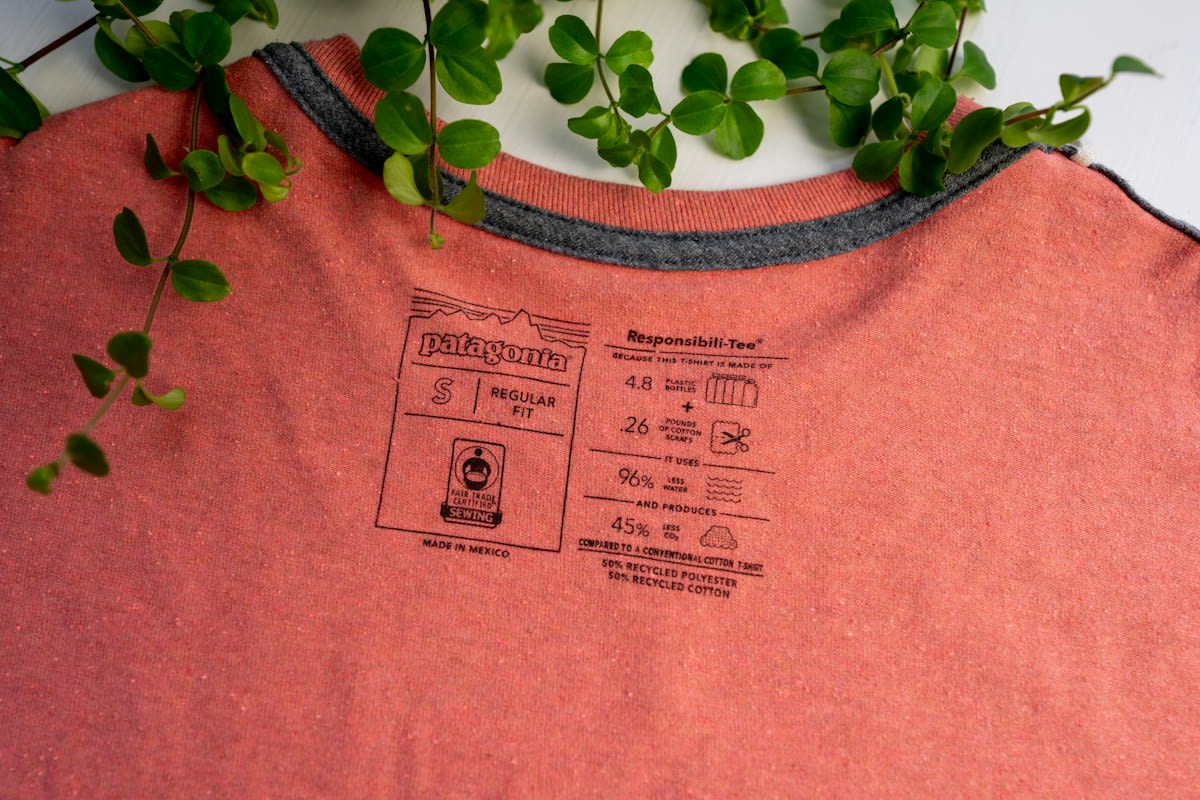 close up of garment care labels