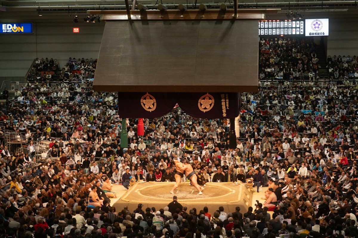 Sumo wrestler in a traditional arena