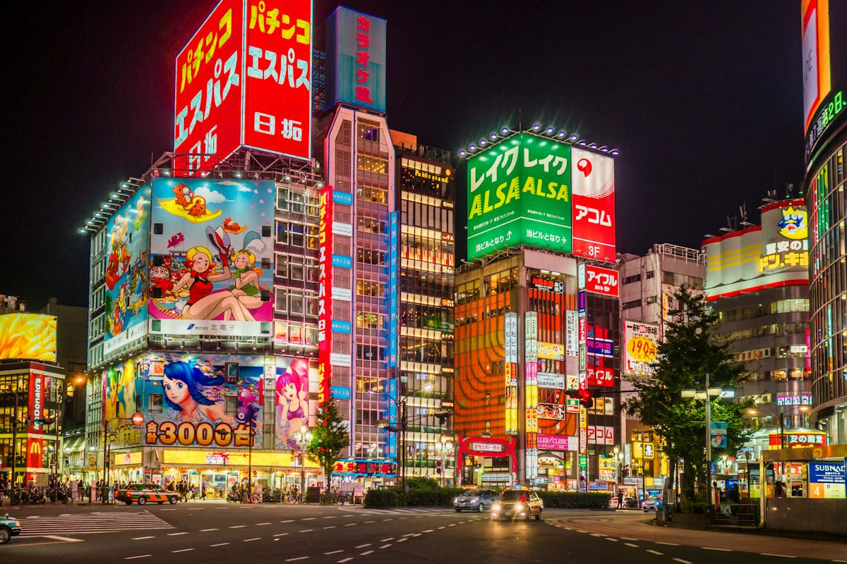 Shinjuku neon lights at night