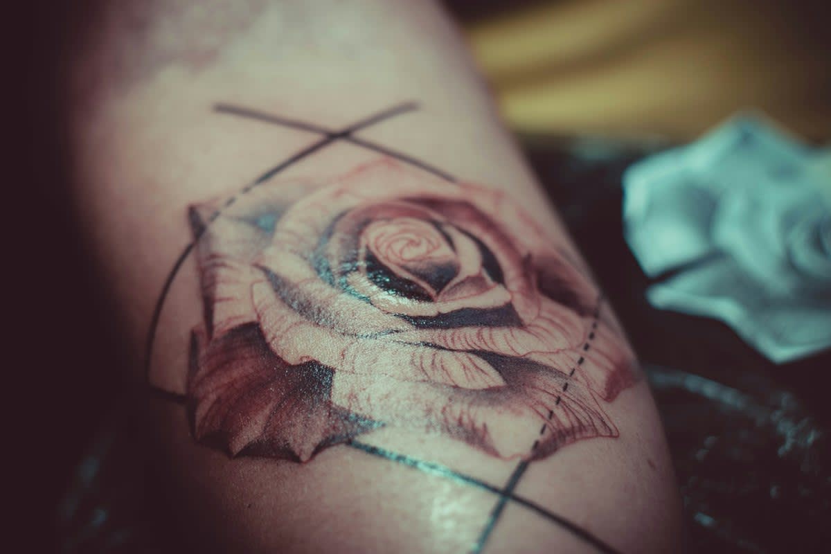 Close up of geometric tattoo