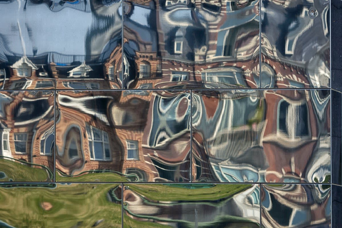 Abstract representation of a distorted mirror