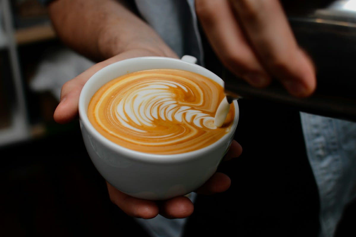 Close up of coffee latte art