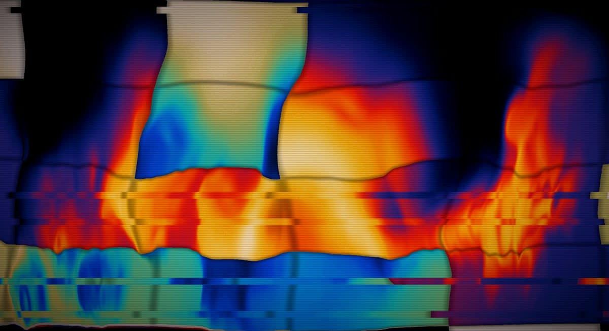 macro shot of a silicon wafer with thermal heat map