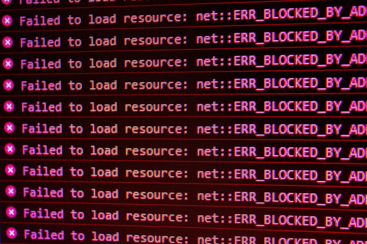 close up of digital interface errors