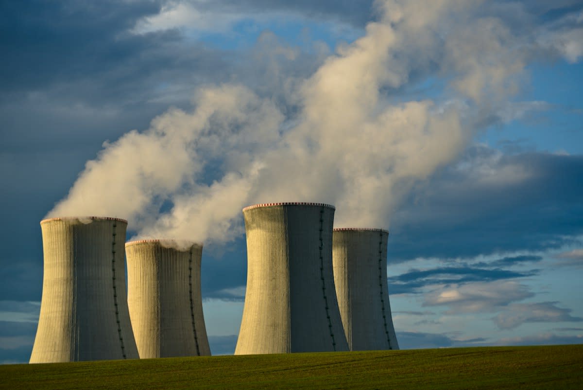 Industrial coal power plant smoke stacks