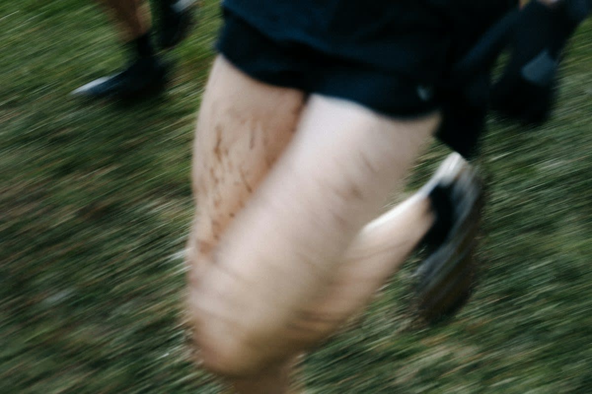 Close up of athlete calf muscle