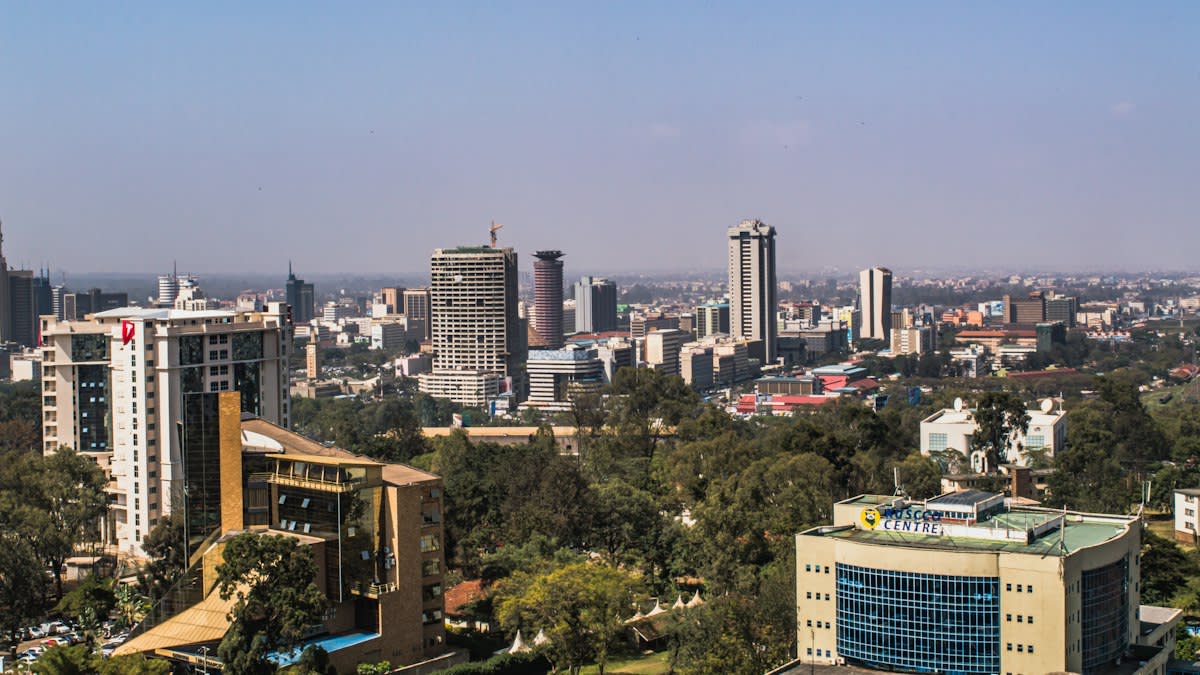 Crowded urban settlement in Nairobi