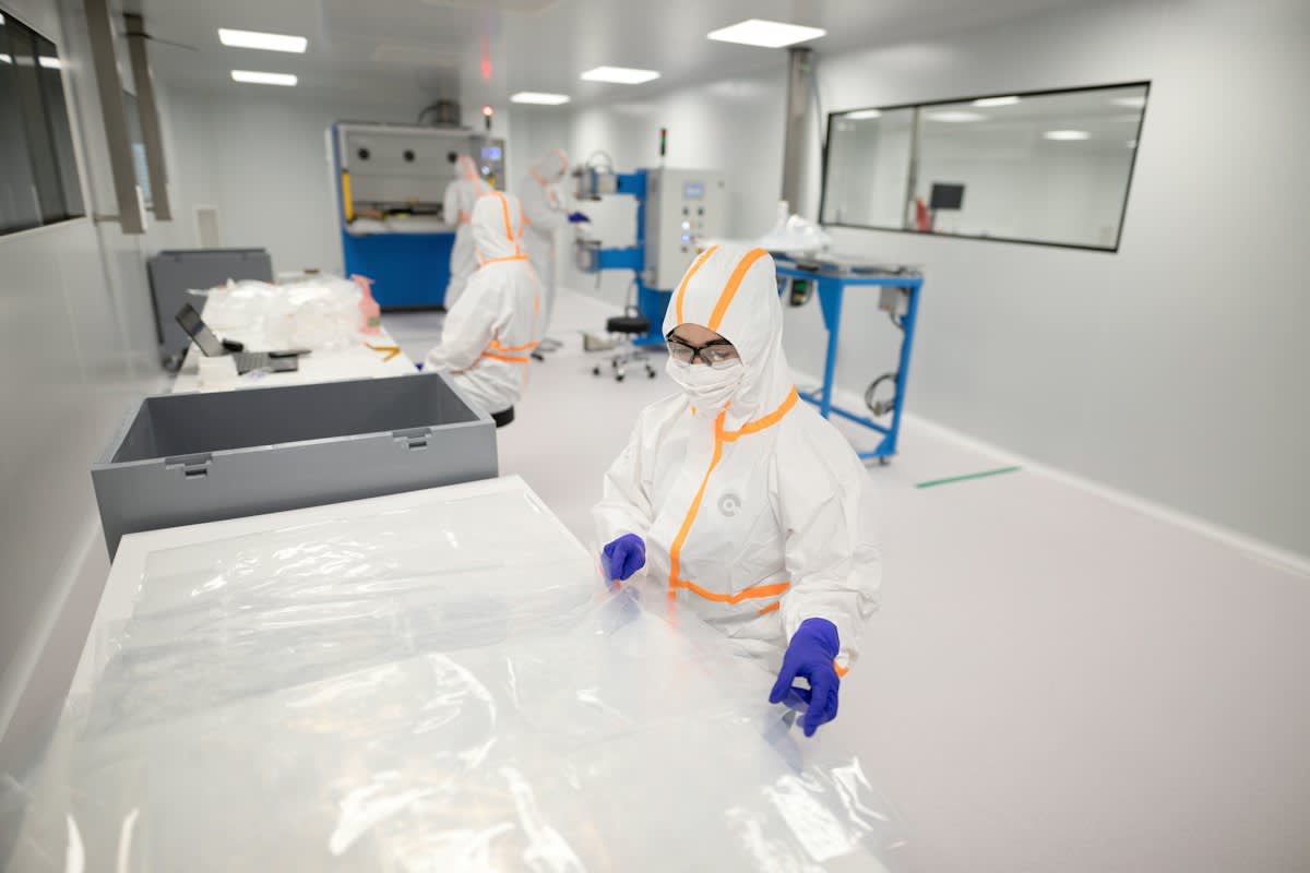 Luxury perfume bottles in a sterile environment