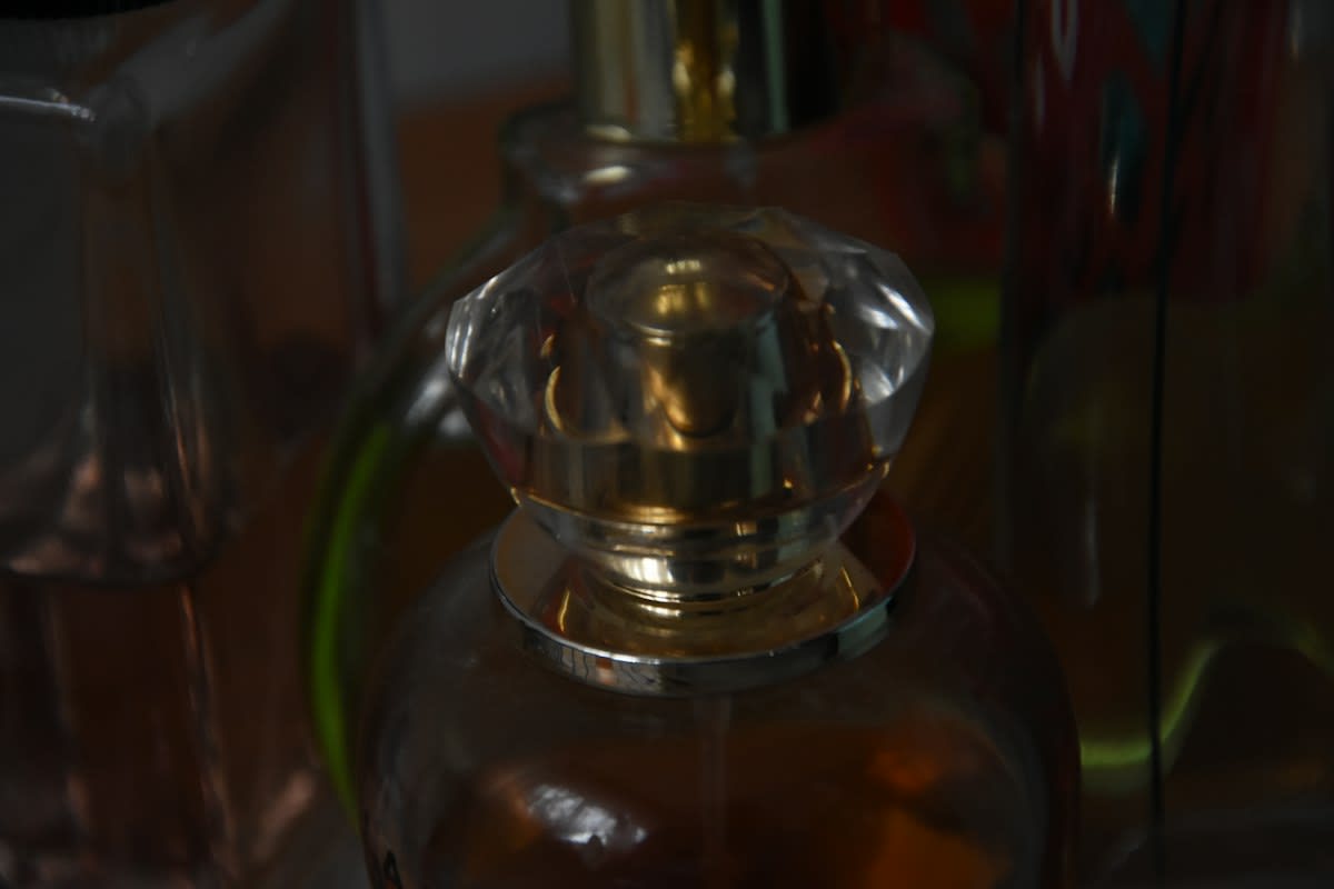 Close up of vintage perfume bottle