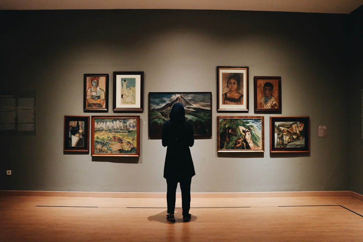 Oil painting on canvas in a gallery