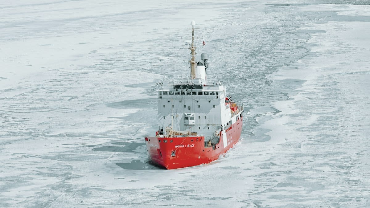 Icebreaker ship in Arctic