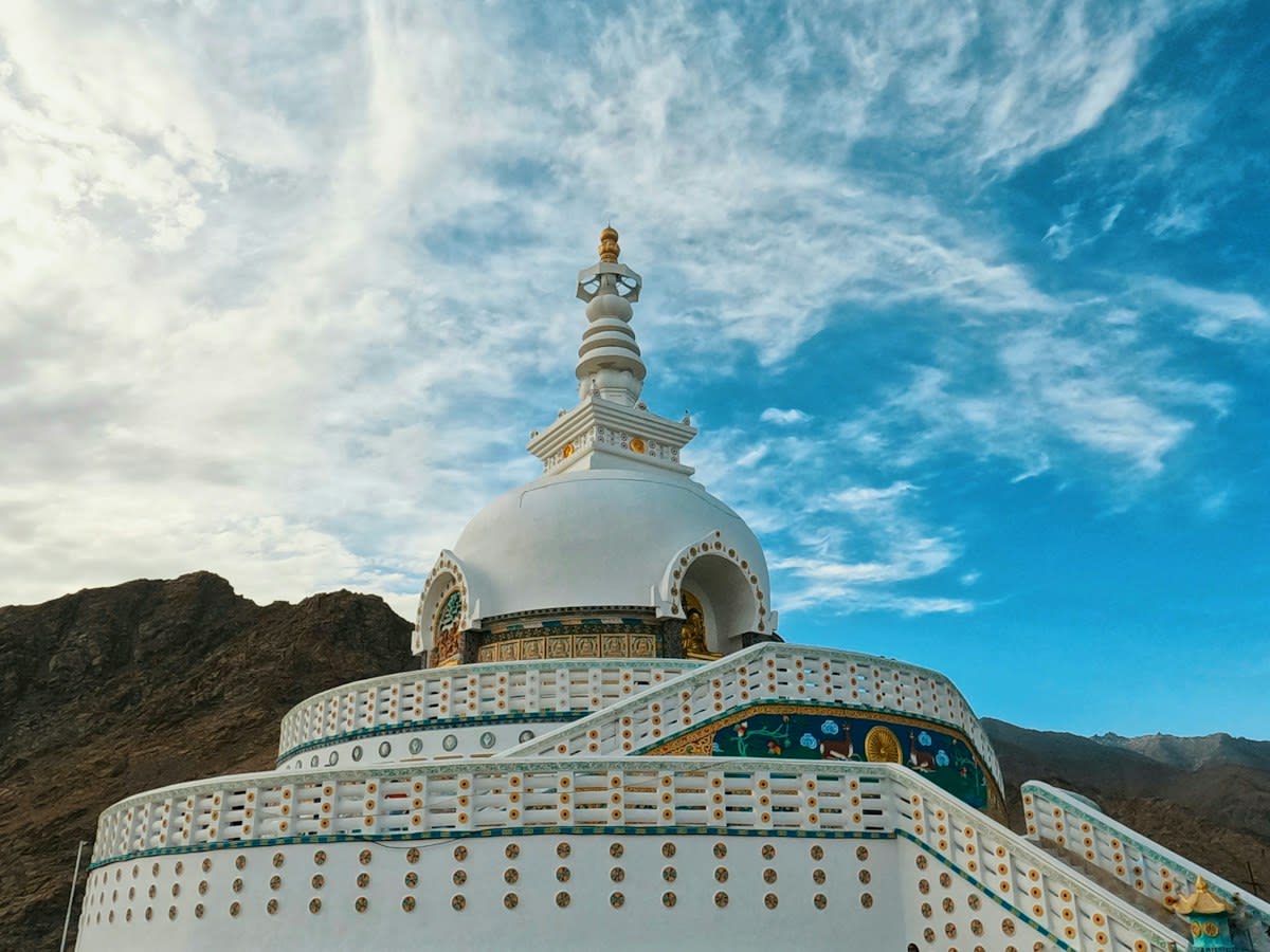Artificial ice stupa in Ladakh