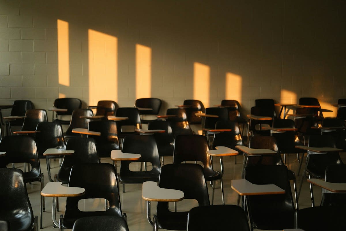 Empty lecture hall with dust