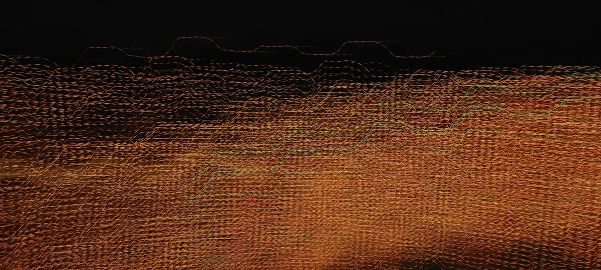 Abstract digital nodes connecting in a dark space