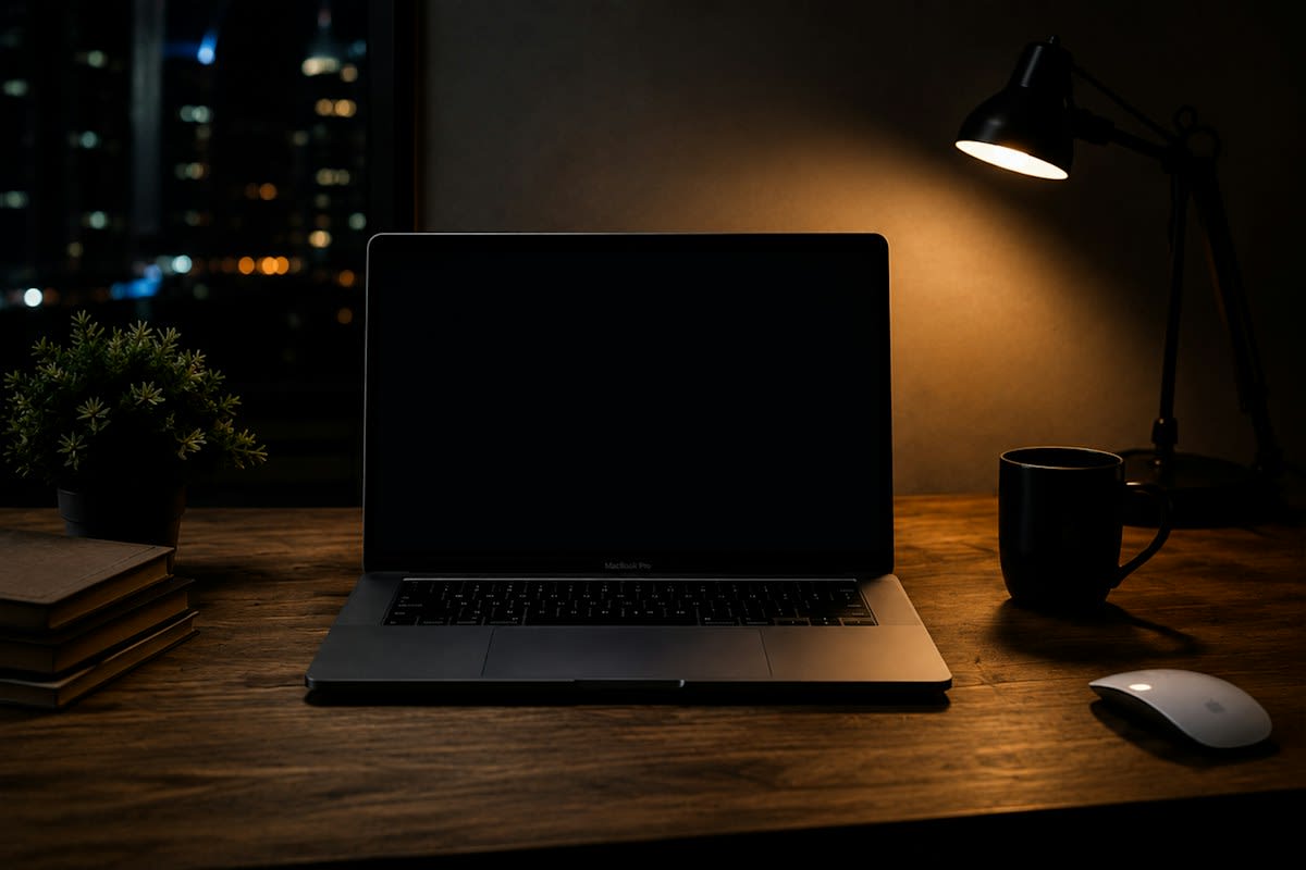 Modern remote workspace with laptop