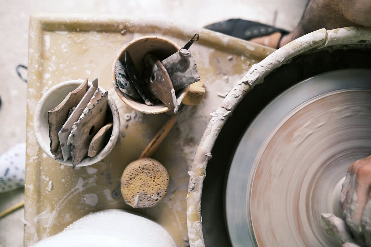 Artisan pottery with organic shapes