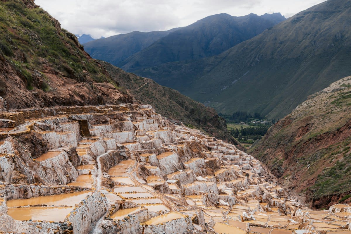 Ancient agricultural terraces and water channels