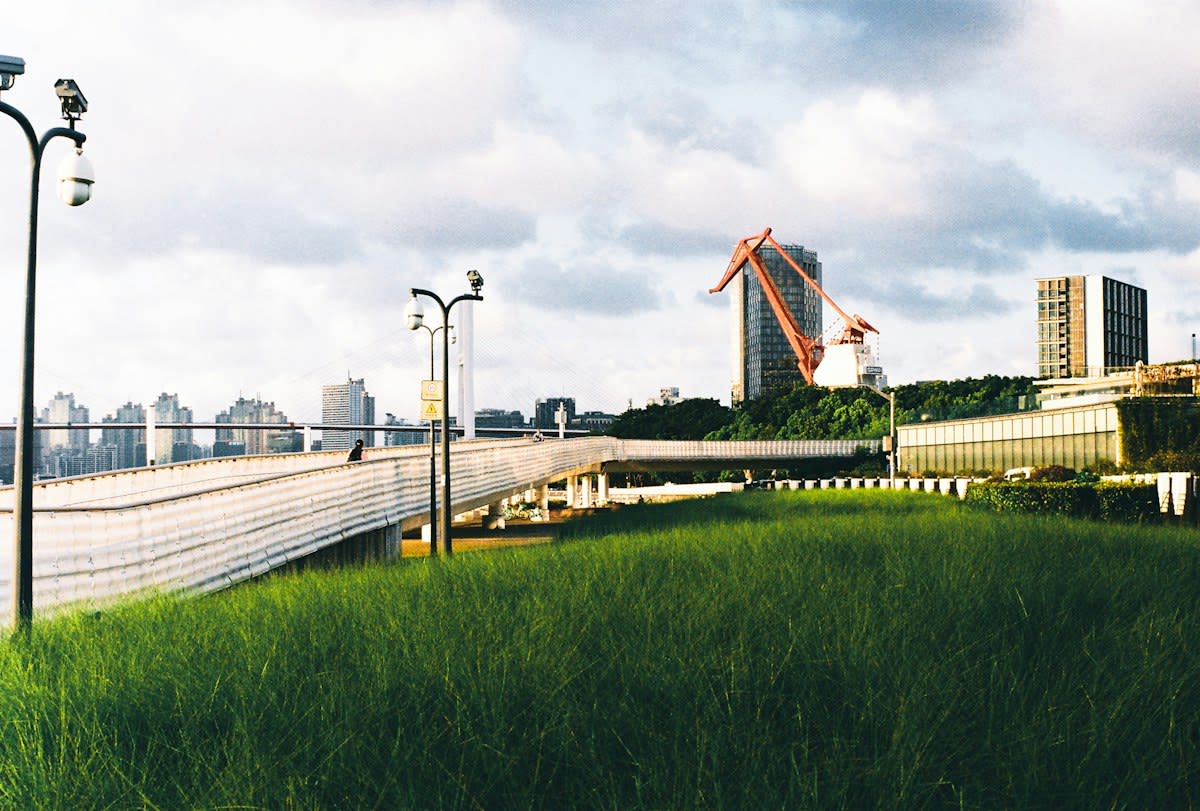 Modern futuristic city skyline with integrated greenery
