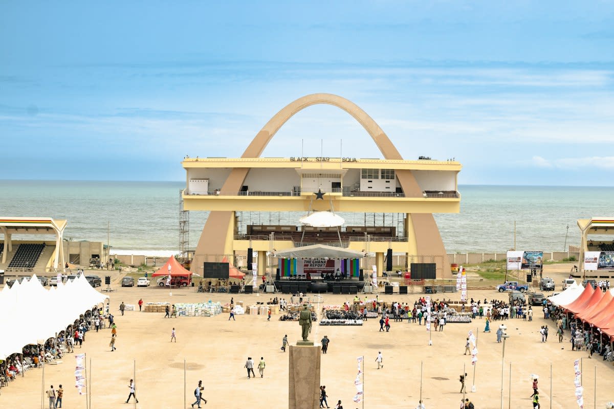 Brutalist concrete architecture in Accra Ghana