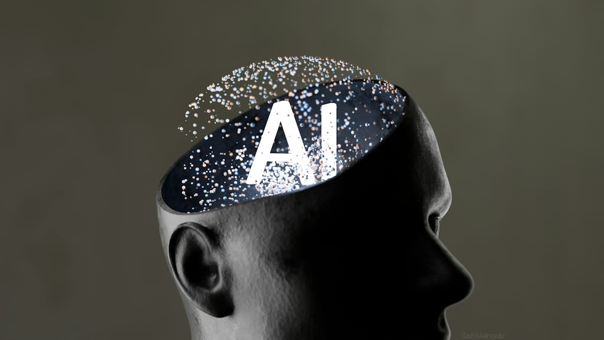 abstract representation of AI and human brain connectivity