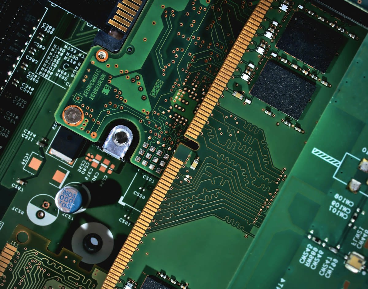close up of electronic circuit boards and wires