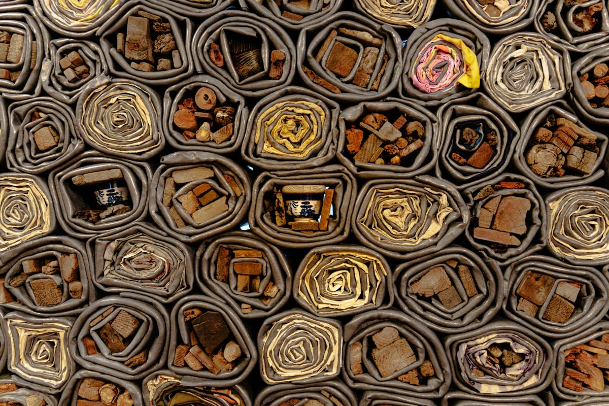 modern art sculpture made of recycled materials