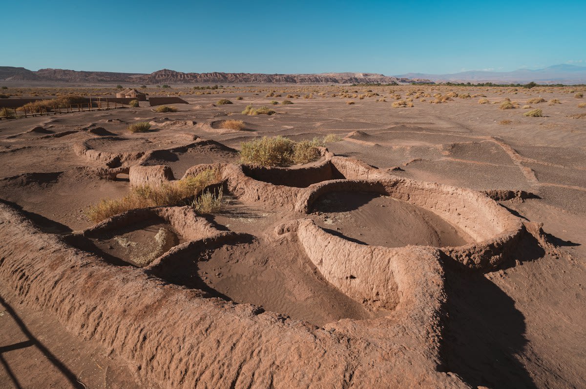 Ancient water channels in an arid desert landscape