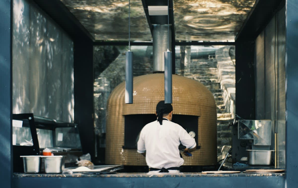 Chef working in a modern industrial kitchen