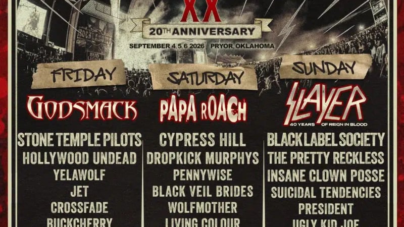 Slayer — 40 years of Reign in Blood celebrated at Rocklahoma 2026