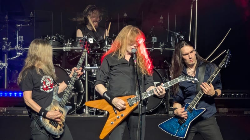 Megadeth performing live at the O2 Arena in London, October 2025
