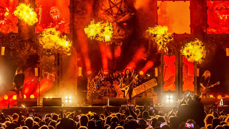 Kreator performing live at Reload Festival 2018