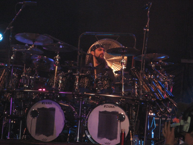 Mike Portnoy behind the drum kit with Dream Theater