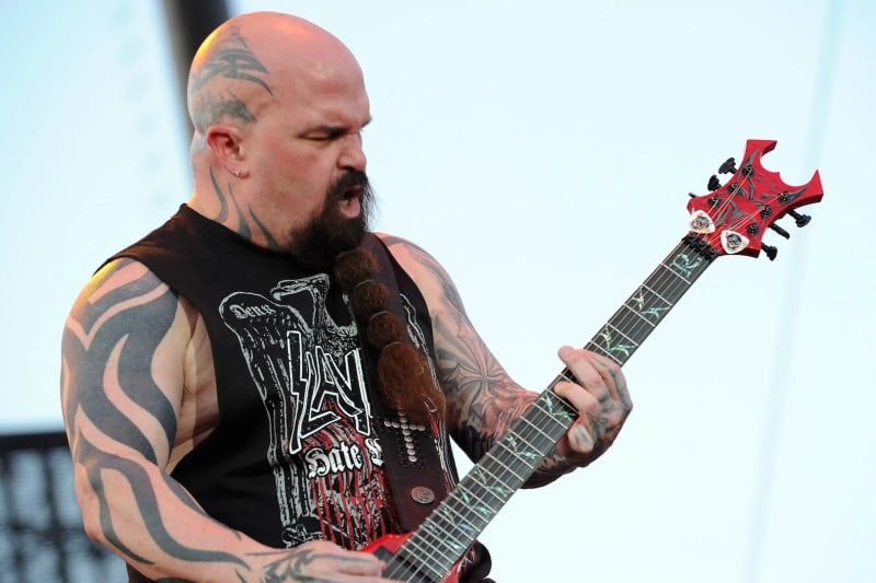 Kerry King performing live with his guitar