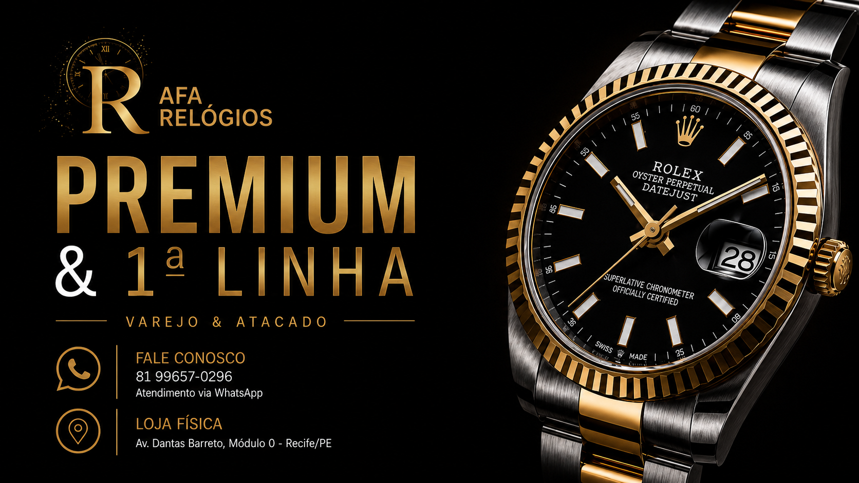 Relógios Premium e 1ª Linha da Rafa Relógios