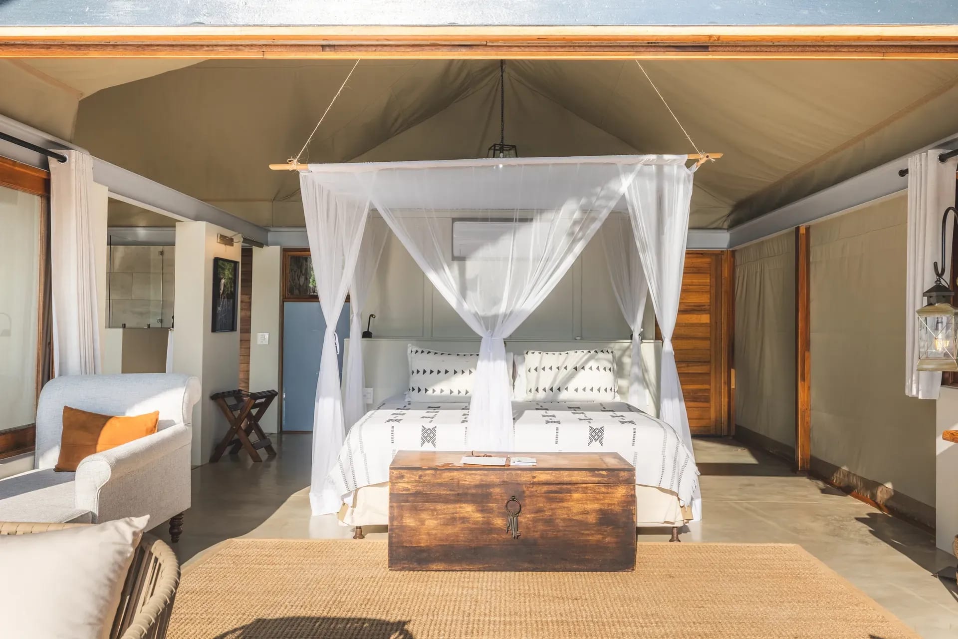 Marataba Residence Tent – Interior view of the bedroom.