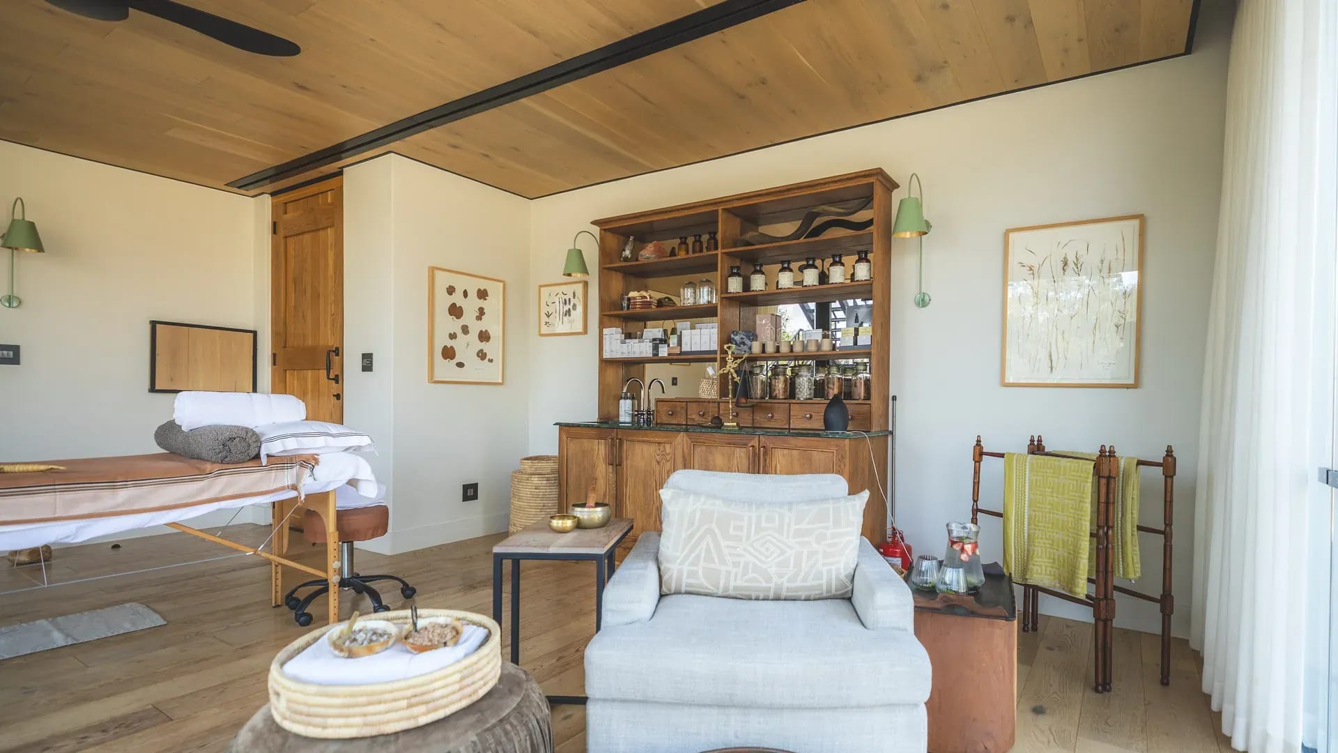 Interior of a serene spa treatment room at Monwana.
