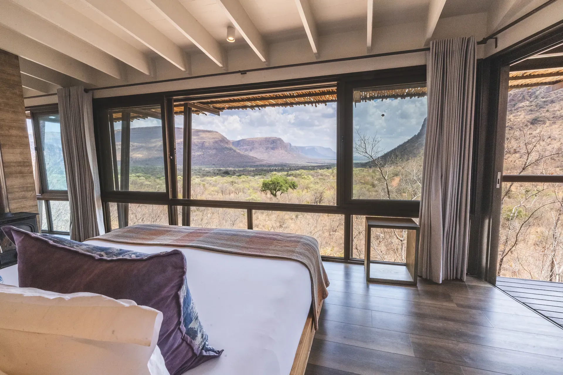 Mountain Lodge room interior with open bushveld views at Marataba.