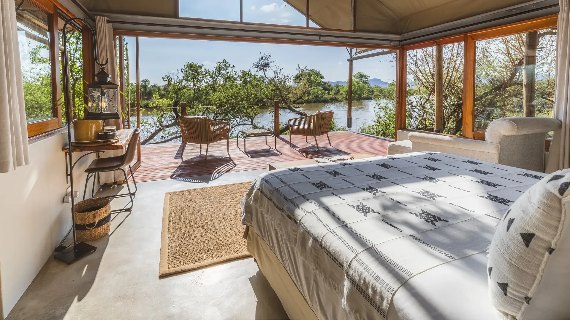 Marataba Residence Tent with river views and a private veranda.