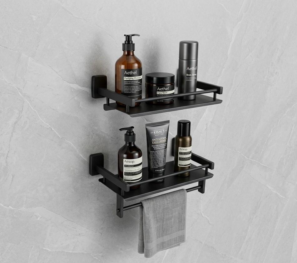 Bathroom Shelf with Guard Rail & Towel Bar — Hardware — SIDDHI