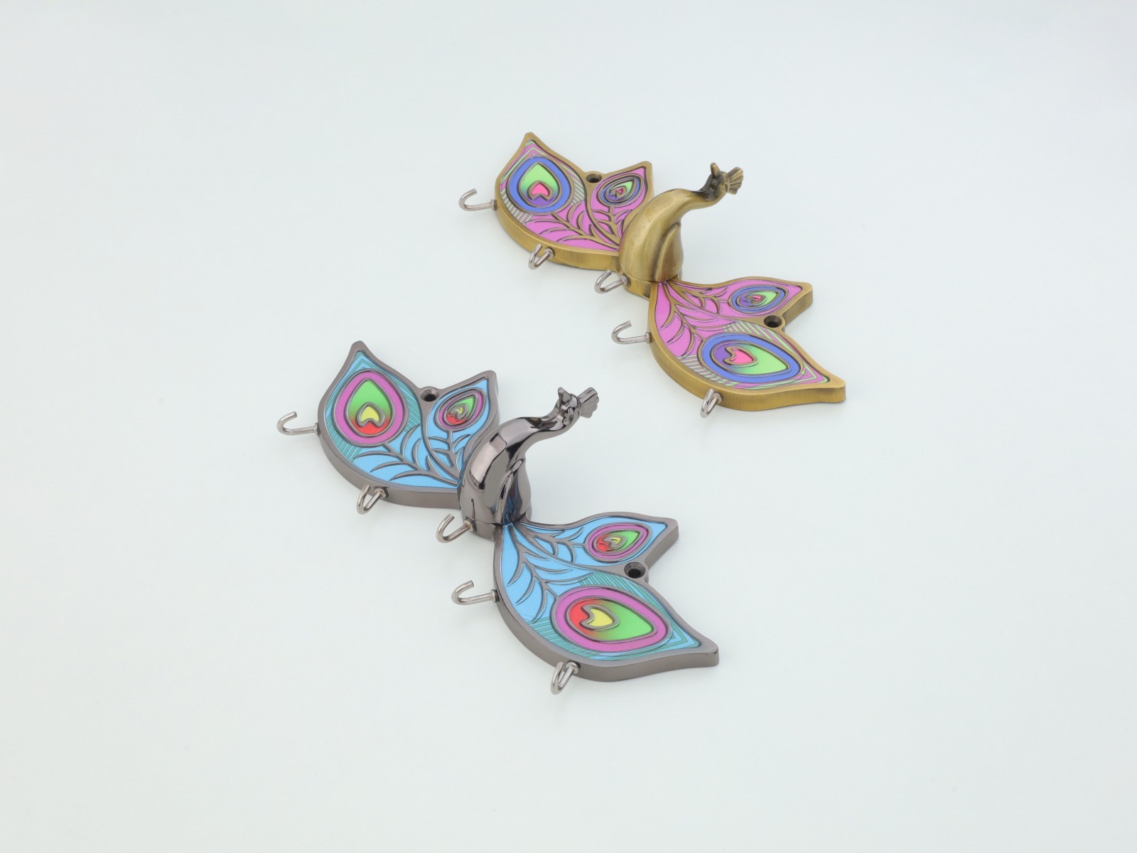 Decorative Peacock Key Holder – Premium Wall Mounted Key Rack — Hardware — SIDDHI