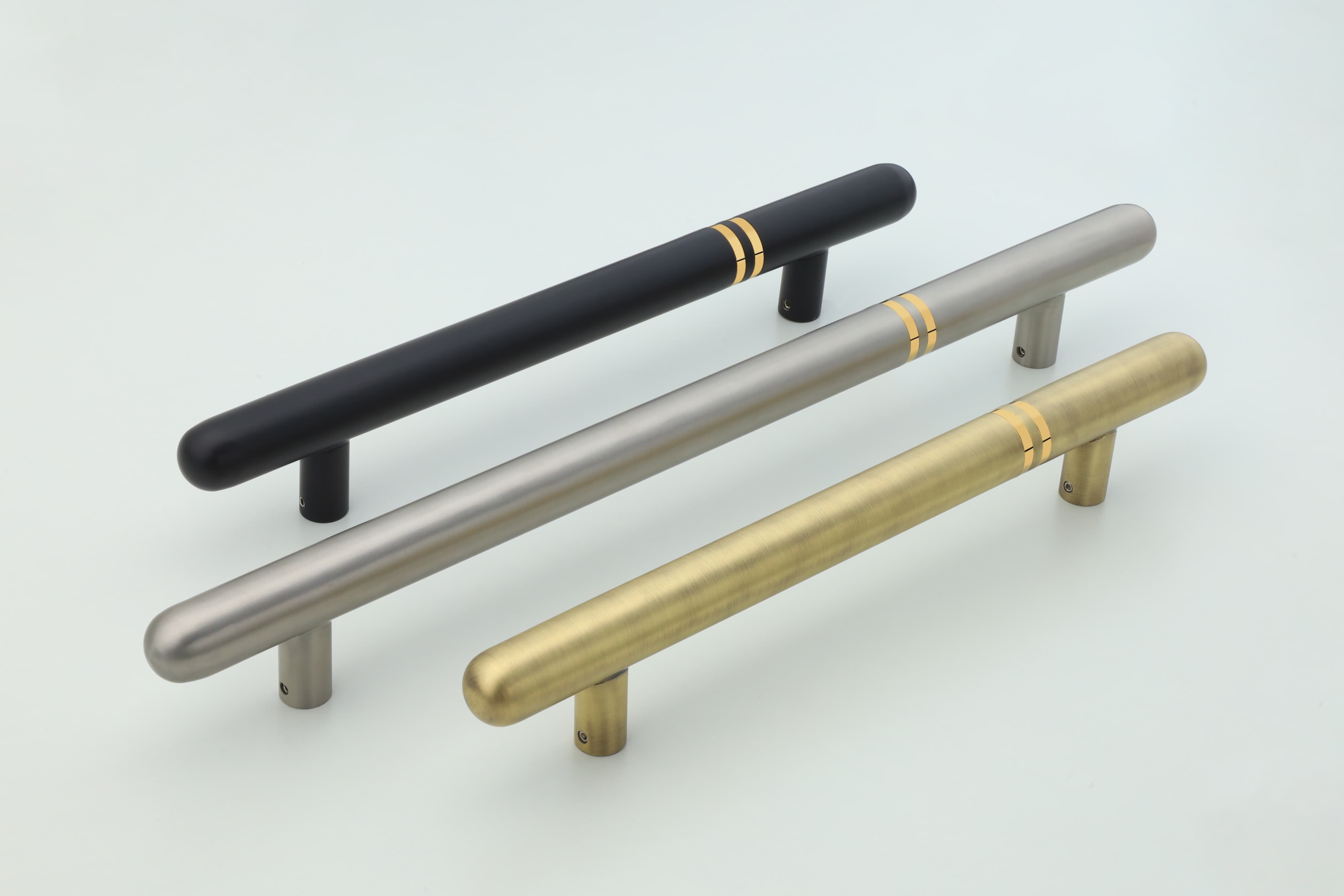 Premium Round Bar Cabinet Handle with Gold Accent Ring — Handle — SIDDHI