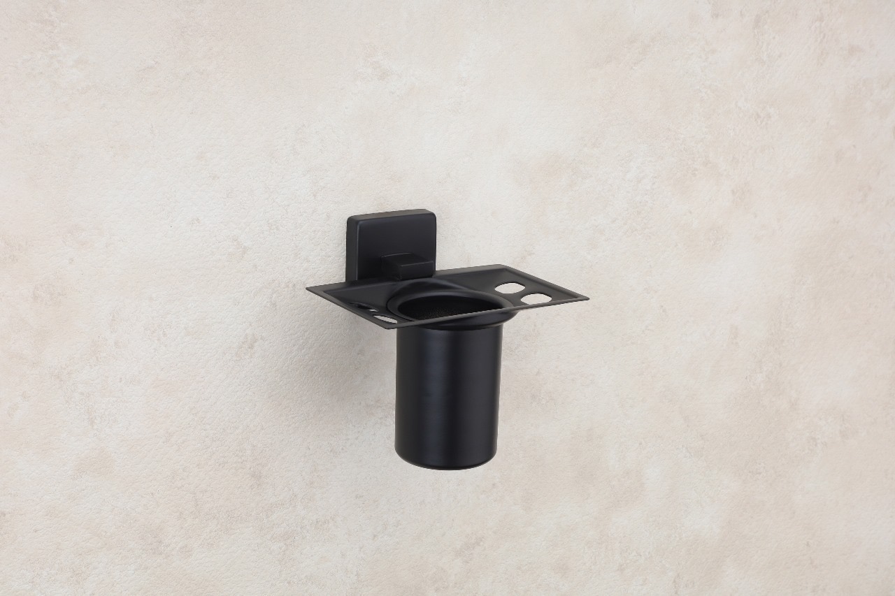 Premium Matte Black Toothbrush & Tumbler Holder — Hardware — SIDDHI