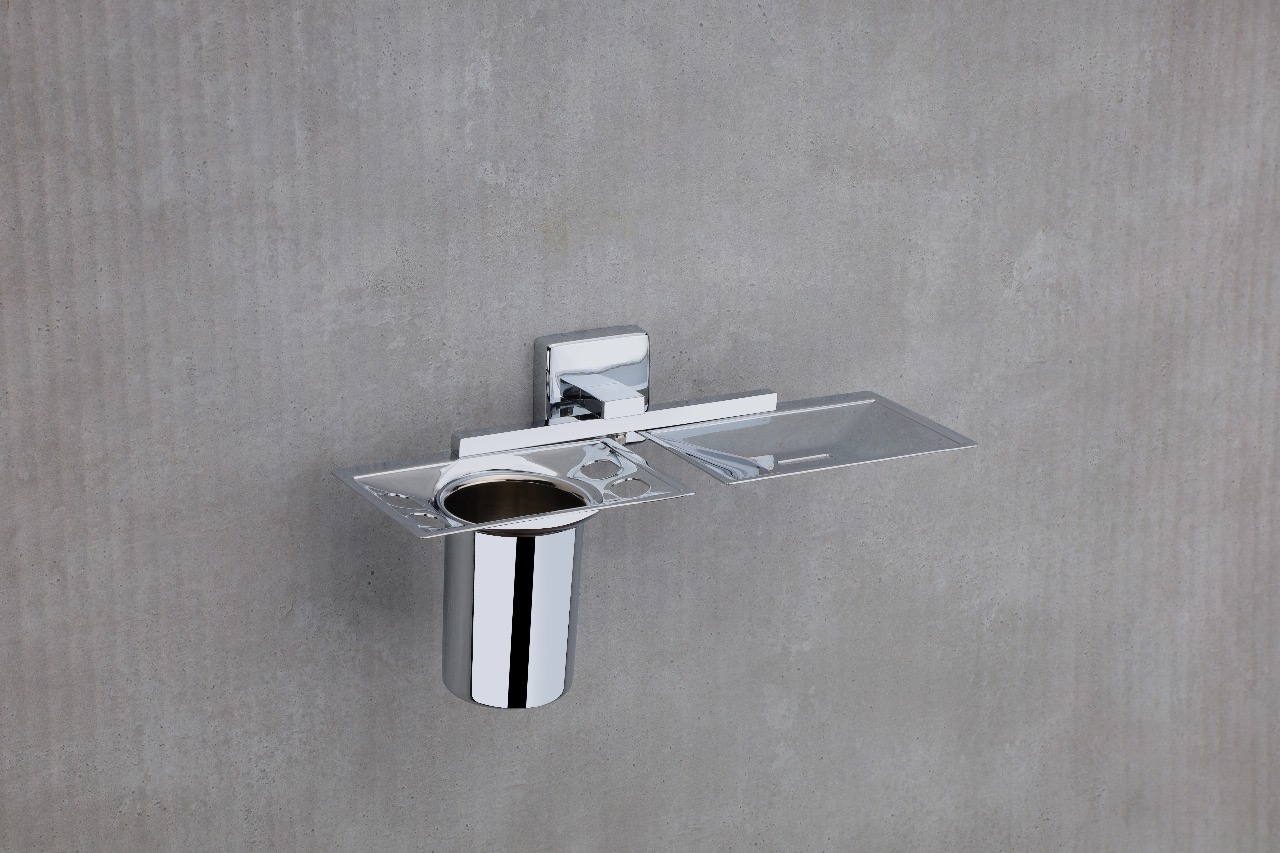 Premium Wall-Mounted Tumbler Holder with Soap Dish — Hardware — SIDDHI